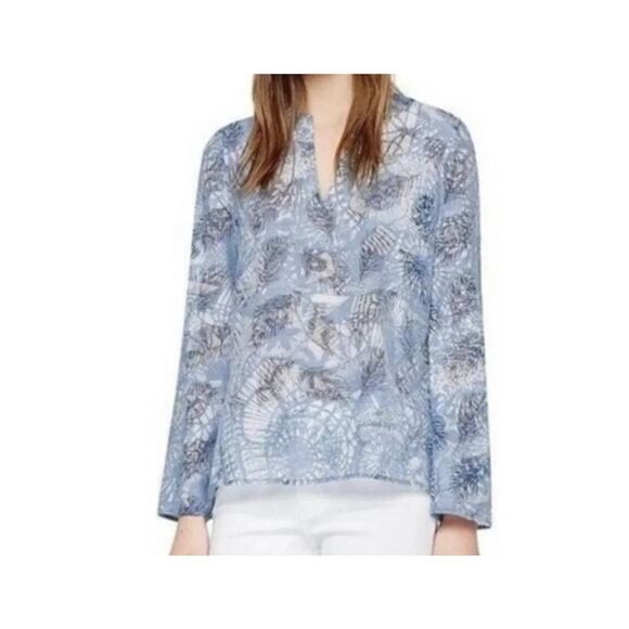 Tory Burch Baltic Sea Dream Catcher Blue Burn Out Tunic sz 6 - Picture 1 of 4